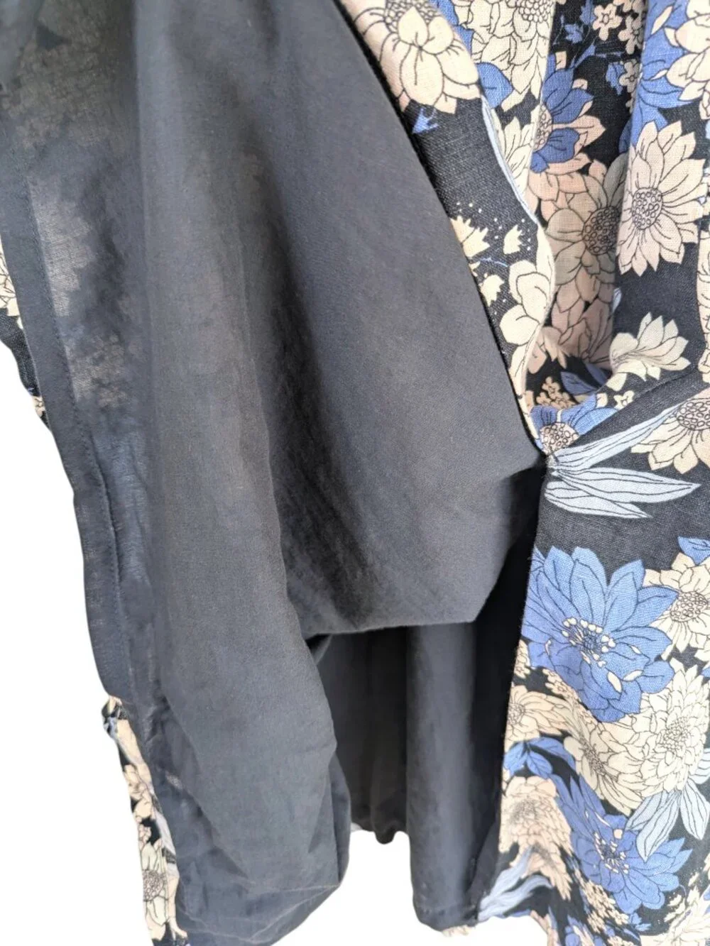 J.Crew Linen Day Dream Midi Dress Blue Zinnia Floral Puff Sleeves Petite Size MP